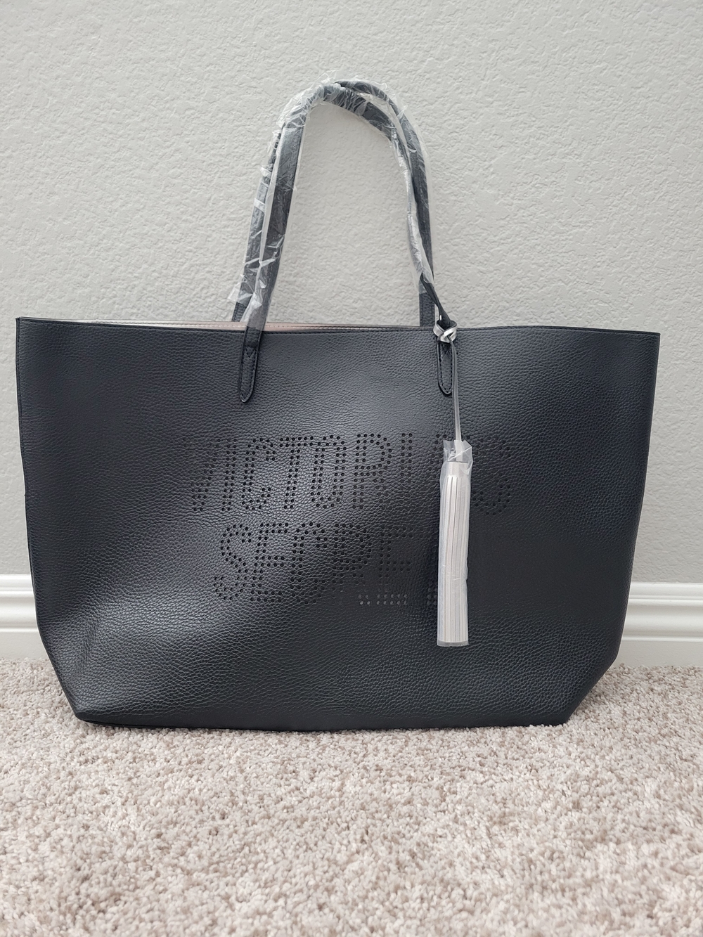 Victoria's Secret Black Perforated Tote Bag